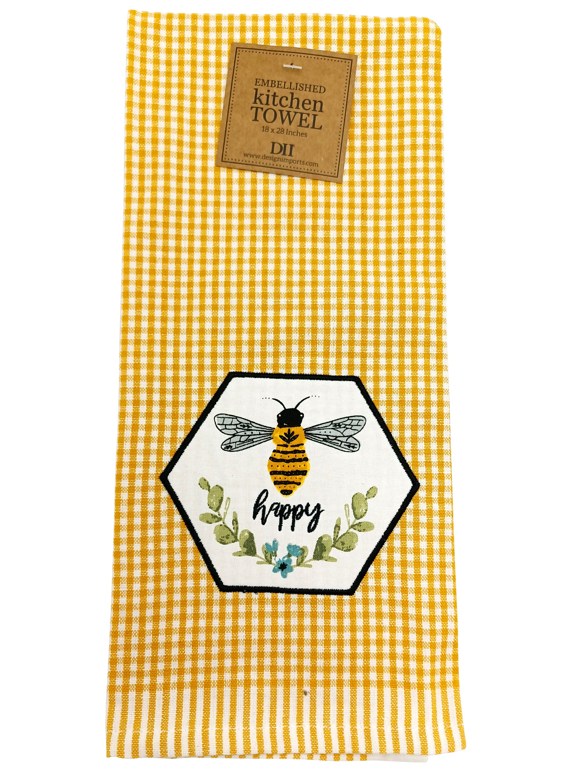 Kitchen Towel Embellished Bee Happy