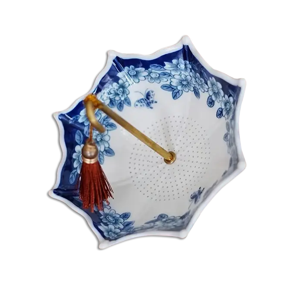 Tea Strainer Blue Ceramic Umbrella